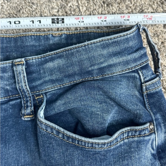 River Island Plus mid rise slit side flared jeans 14 XL medium blue stretch high - Picture 11 of 15